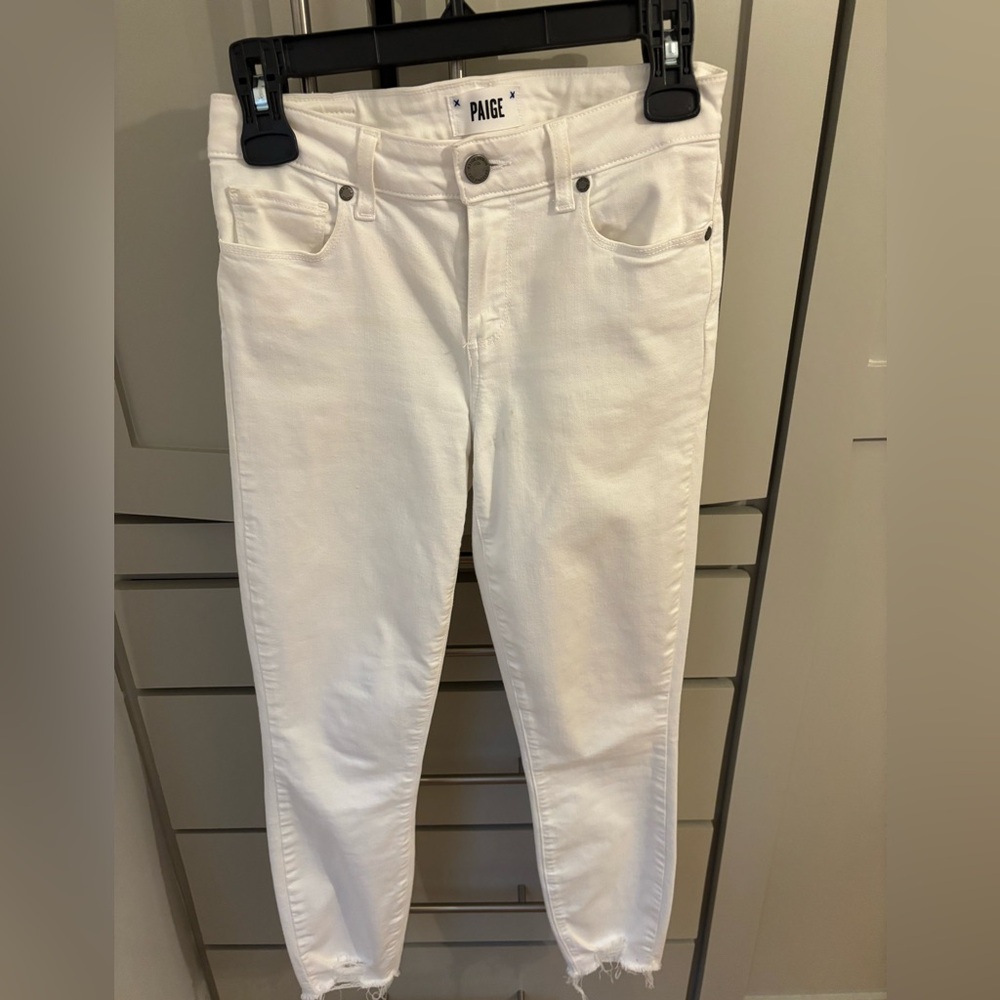 PAIGE Women's White Skinny Jeans